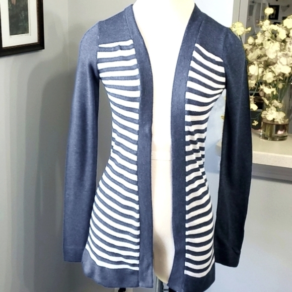 Absolutely creative worldwide open cardigan sweater. Blue striped. Size … - Picture 1 of 9